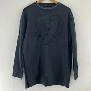 Coogi Crew neck embroidered Black Pullover Long Sleeve Men's Shirt XL